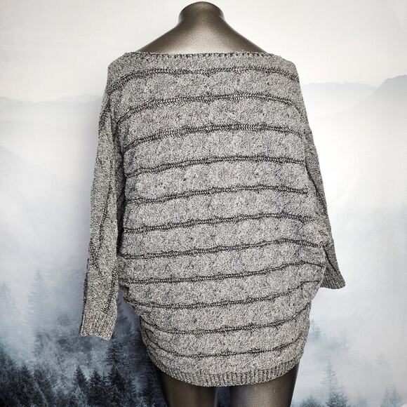 Andrea Jovine Gray Bat Wing Cable Knit Sweater | Women's Large - Picture 7 of 10